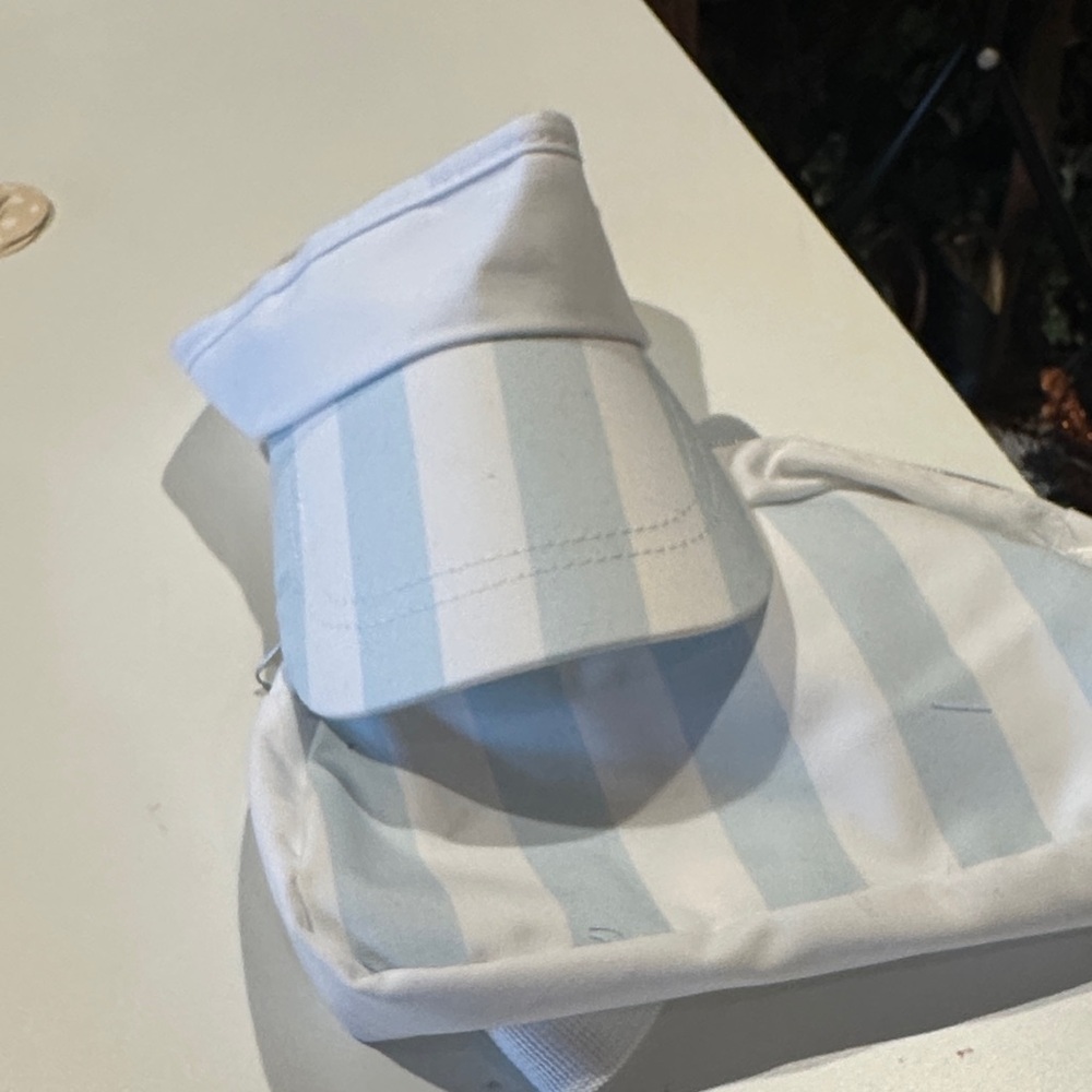 Pickleball Striped Blue and White Visor with Matching Bag